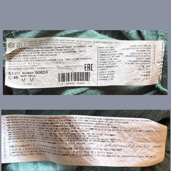 MNG Basics Ribbed Long Mint-Green Cardigan 3/4 Sleeve | Size 6 - Picture 8 of 8